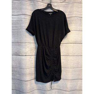 Express Black Ruched Drawstring Waist Dress Size S